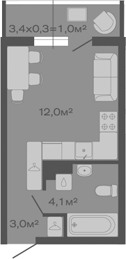 Продается 1-комн. квартира, 19.1 м²