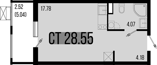 Студия, 26.03 м², 1/8 этаж, ЖК «Цветной бульвар»