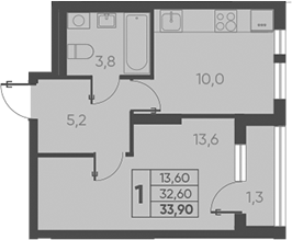 Продается 1-комн. квартира, 32.6 м²