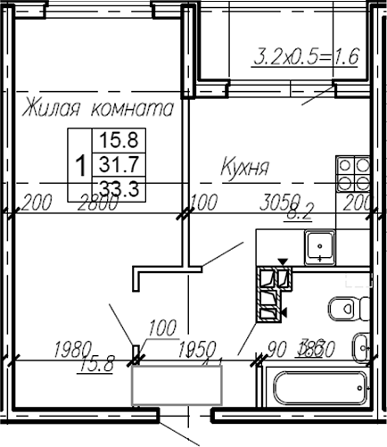 Продается 1-комн. квартира, 31.7 м²