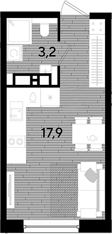 Продается 1-комн. квартира, 21.1 м²