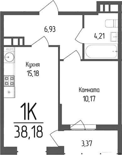 Продается 1-комн. квартира, 36.49 м²
