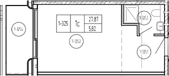 Студия, 27.18 м², 3/9 этаж, ЖК «Лучи»