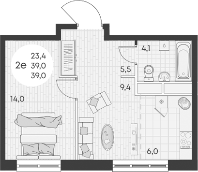 Продается 2-комн. квартира, 39 м²