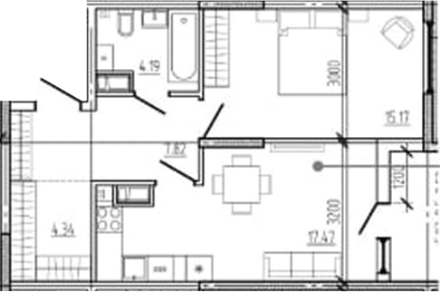 2-комн., 48.99 м², 5/18 этаж, ЖК «Моренуар»
