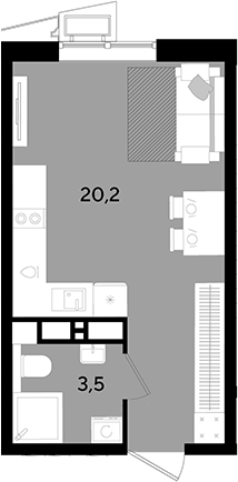 Студия, 23.7 м², 18/18 этаж, ЖК «Парк Победы»