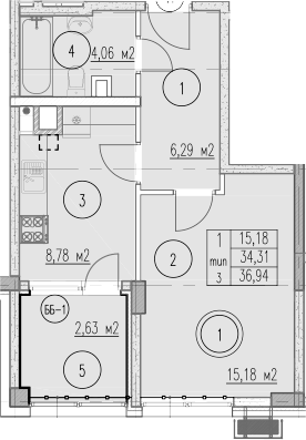 1-комн., 34.31 м², 1/10 этаж, ЖК «Agoy Park Residence by Lavicon»