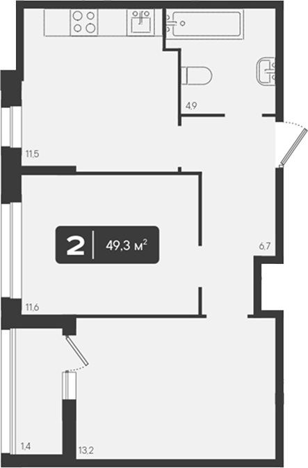 Продается 2-комн. квартира, 47.9 м²