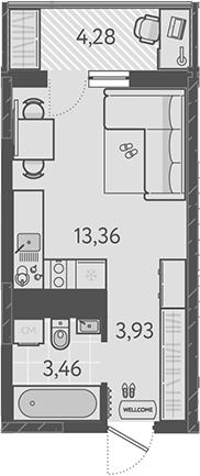Студия, 20.75 м², 8/18 этаж, ЖК «Теплые края»
