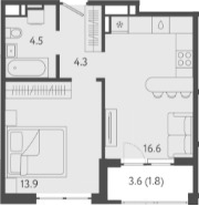 2-комн., 39.3 м², 21/24 этаж, ЖК «Все Свои VIP»