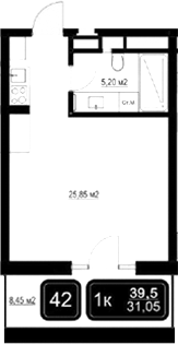 Продается 1-комн. квартира, 31.05 м²