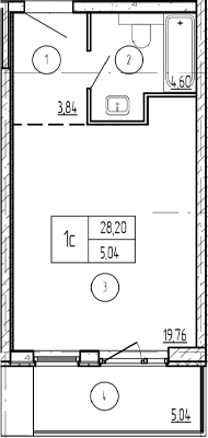 Студия, 31.44 м², 2/9 этаж, ЖК «Лучи»