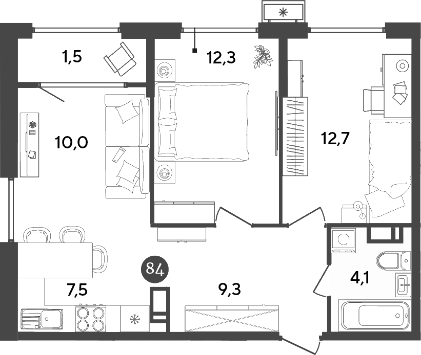Продается 3-комн. квартира, 55.9 м²