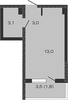Студия, 19.1 м², 4/4 этаж, ЖК «Дзенпарк»