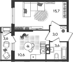 Продается 1-комн. квартира, 32.9 м²