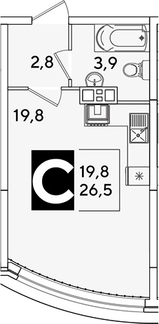 Продается 1-комн. квартира, 26.5 м²