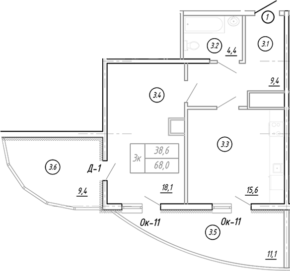 2-комн., 50.1 м², 17/17 этаж, ЖК «Резиденция Ясногорская»