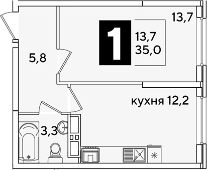 Продается 1-комн. квартира, 35 м²