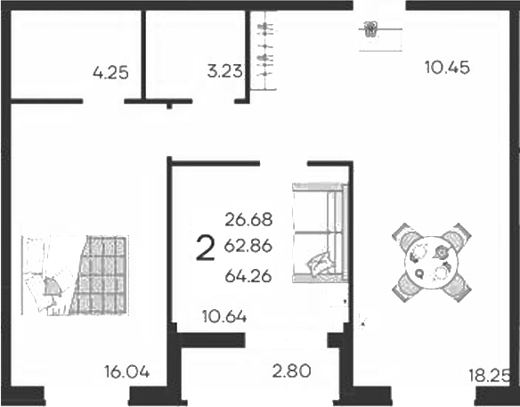 Продается 2-комн. квартира, 62.86 м²