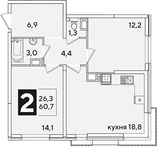 Продается 3-комн. квартира, 60.7 м²