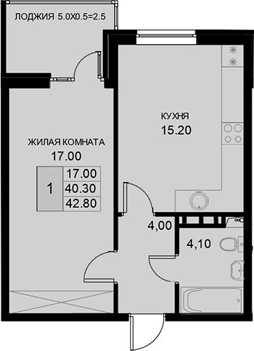 Продается 1-комн. квартира, 40.3 м²