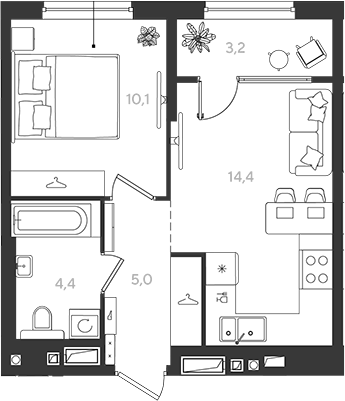 Продается 1-комн. квартира, 33.9 м²