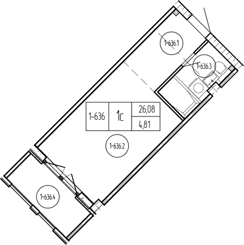 Продается 1-комн. квартира, 26.08 м²