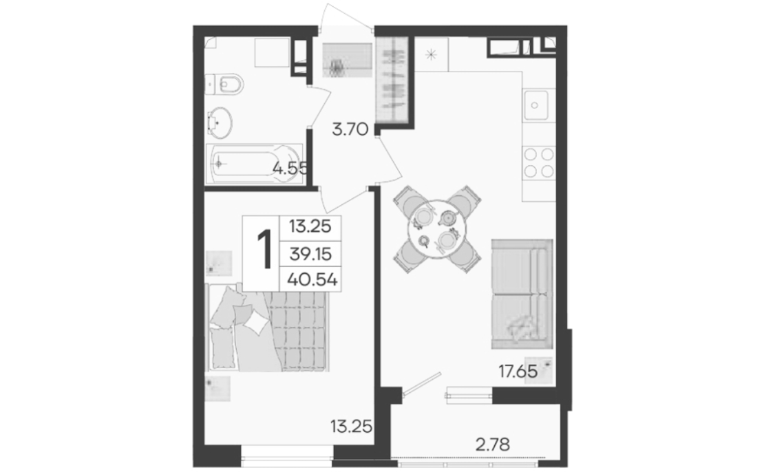 Продается 1-комн. квартира, 39.15 м²