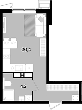 Студия, 24.6 м², 18/18 этаж, ЖК «Парк Победы»