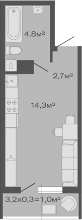 Продается 1-комн. квартира, 21.8 м²