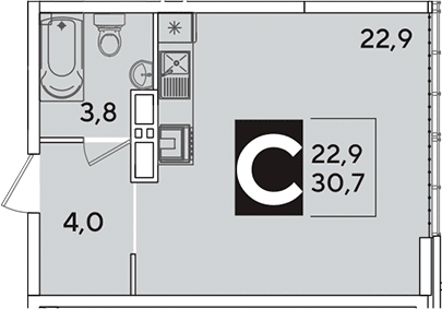 Продается 1-комн. квартира, 30.7 м²