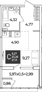 Продается 1-комн. квартира, 23.26 м²