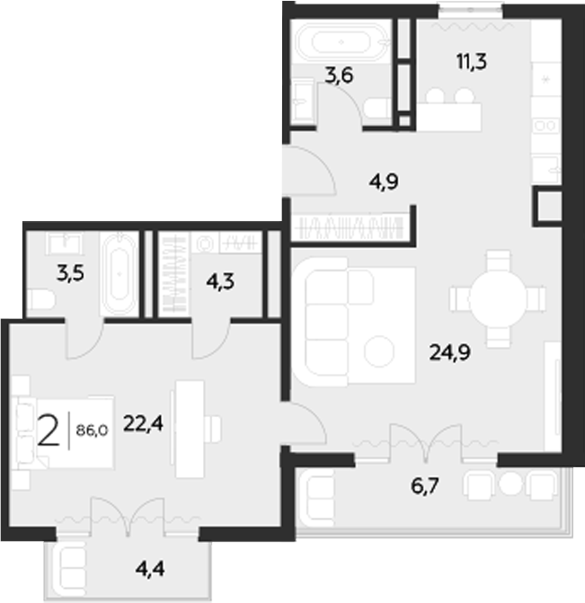 2-комн. LeePrime Residences Polyana Sochi