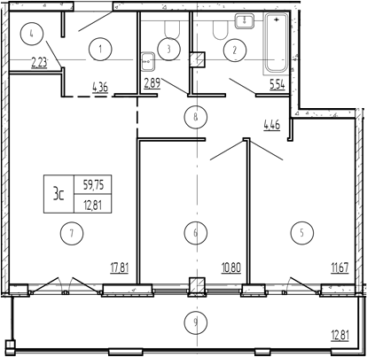 Продается 2-комн. квартира, 68.72 м²