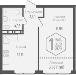 1-комн., 35.7 м², 19/24 этаж, ЖК «Гарантия PRIME»