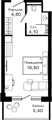 Студия, 27.7 м², 6/8 этаж, ЖК «Курортный отель Алеан Селект Агой»