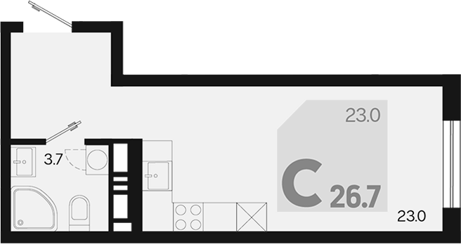 Студия, 26.7 м², 11/18 этаж, ЖК «Первое место»