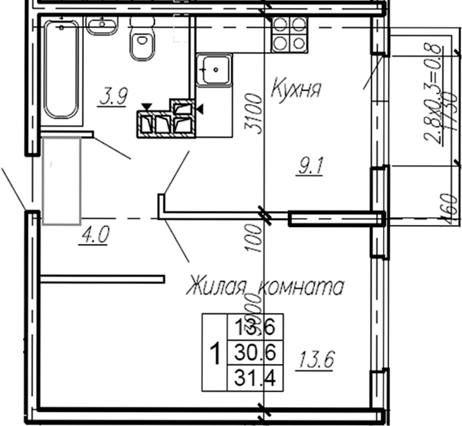 Продается 1-комн. квартира, 30.6 м²