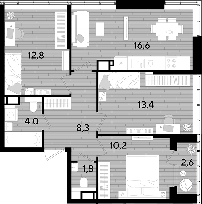 Продается 3-комн. квартира, 67.1 м²