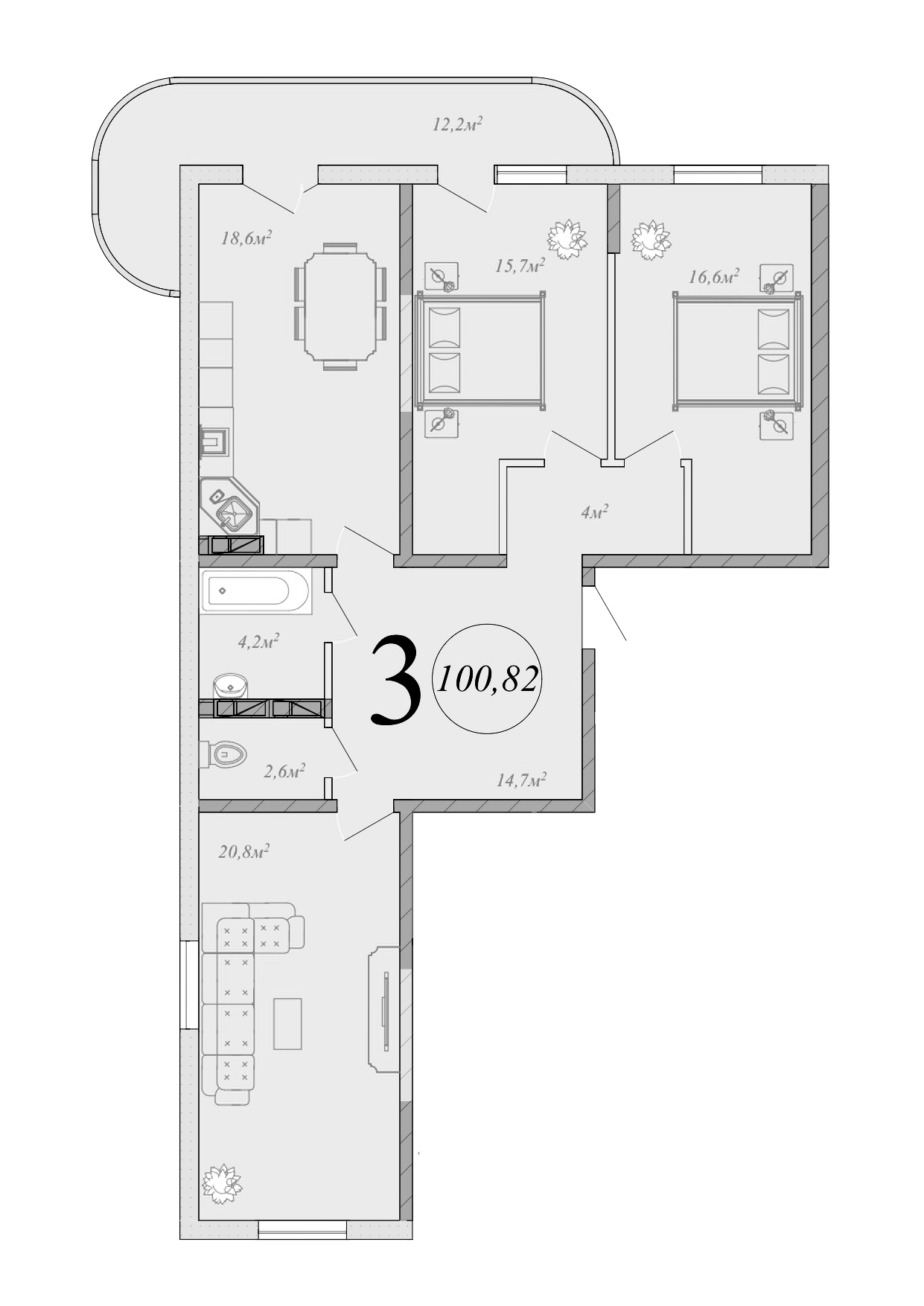 4+ комнаты, 97.16 м², 8/21 этаж, ЖК «Радонеж»