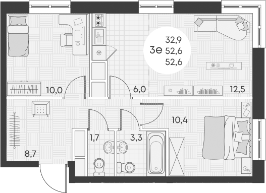 Продается 3-комн. квартира, 52.6 м²