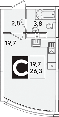 Продается 1-комн. квартира, 26.3 м²