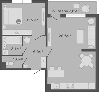 Продается 1-комн. квартира, 50.5 м²