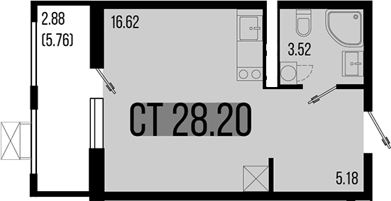 Продается 1-комн. квартира, 25.32 м²