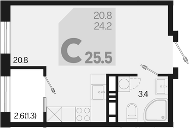 Продается 1-комн. квартира, 24.2 м²