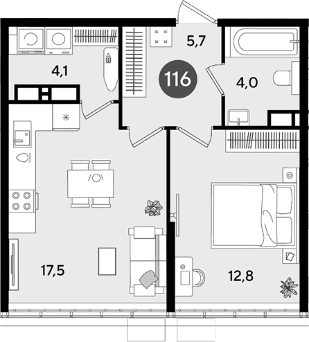 Продается 1-комн. квартира, 44.1 м²