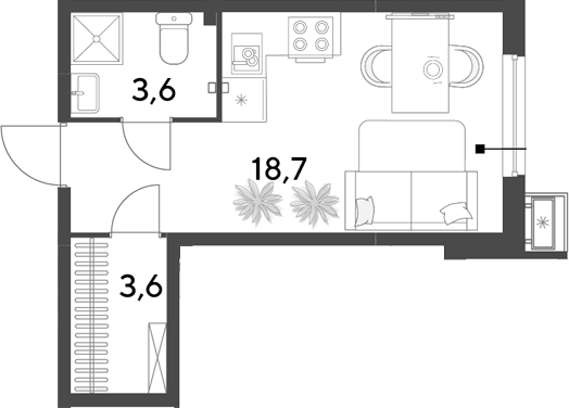 Студия, 25.9 м², 2/9 этаж, ЖК «Парк Победы»