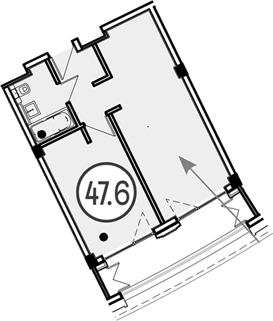 Объект, 47.6 м², 3/4 этаж, ЖК «Гостиничный комплекс GRAND CASCADE»