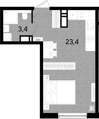 Студия, 26.8 м², 13/16 этаж, ЖК «DОГМА ПАРК»