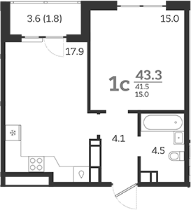 Продается 2-комн. квартира, 41.5 м²